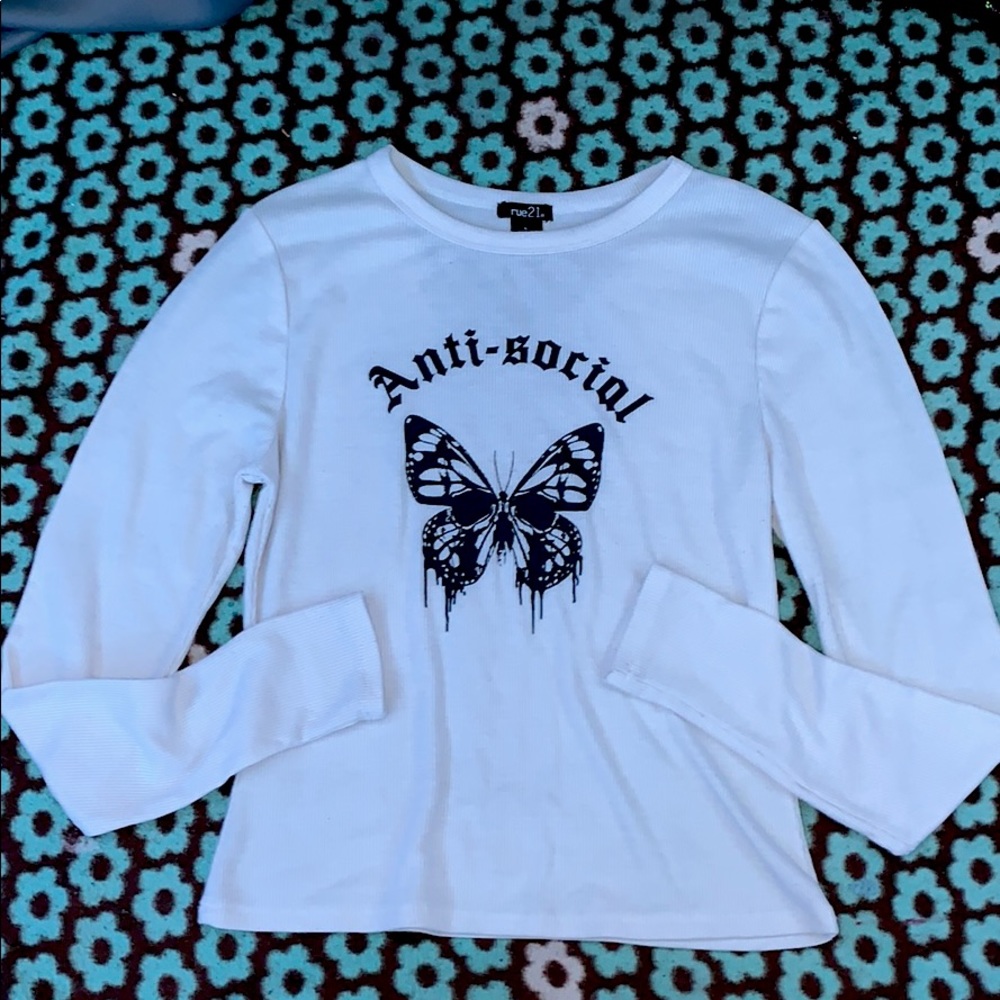 RUE21 ‘Anti-social’ butterfly long sleeve